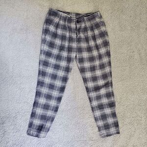NSF Women's Cotton Plaid Blue White stripes High Waist Crop Pants 27